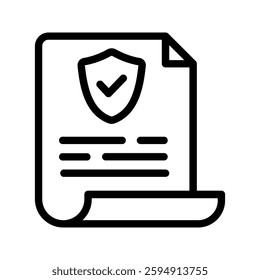 Insurance policy icon color editable on white background