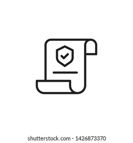 Insurance Policy Icon. Contract Coverage icon. Insurance policy symbol in flat style. Report vector illustration on white isolated background. Document business concept.