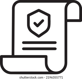 Icono de directiva de seguros. Icono de Cobertura de contrato. Símbolo de póliza de seguro en forma plana. Reportar ilustración vectorial sobre fondo blanco aislado.