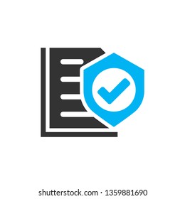 Insurance policy icon in flat style. Report vector illustration on white isolated background. Document business concept.