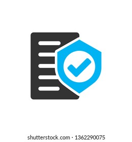 Insurance policy icon in flat style. Report vector illustration on white isolated background. Document business concept.