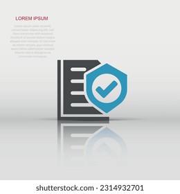 Insurance policy icon in flat style. Report vector illustration on white isolated background. Document business concept.