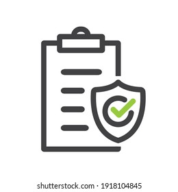 Insurance Policy Icon With Green Check.