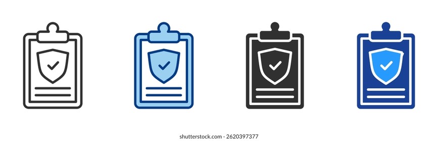 Ícone de Política de Seguro Coleção de Vetores de Estilo Múltiplo