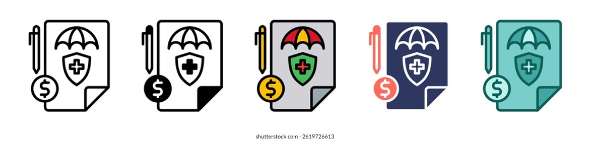 Insurance Policy Icon multiple Vector Illustration