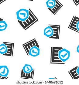 Insurance policy icon seamless pattern background. Report vector illustration on white isolated background. Document business concept.