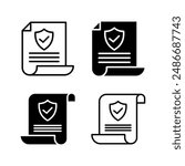 Insurance policy Icon set. contract sign. Insurance policy symbol color editable