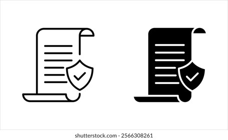 Insurance policy Icon set. contract sign. vector illustration on white background