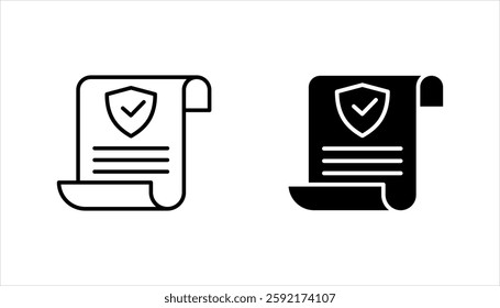 Insurance policy icon set. contract sign. Insurance policy symbol color editable. on a white background.