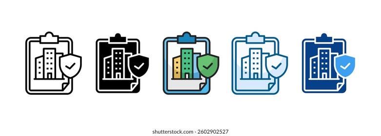 Insurance Policy Icon Set Multiple Style Collection