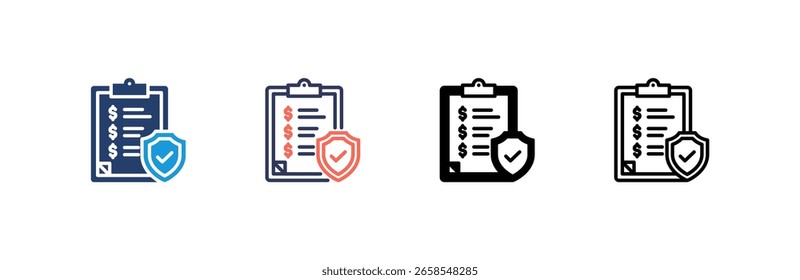 Insurance Policy icon set multiple style collection