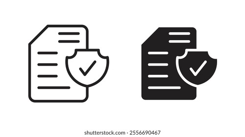 Insurance policy icon set in Thin line black color.