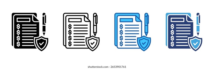 Insurance Policy icon sheet multiple style collection
