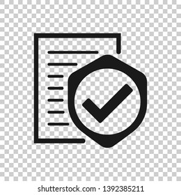 Insurance policy icon in transparent style. Report vector illustration on isolated background. Document business concept.