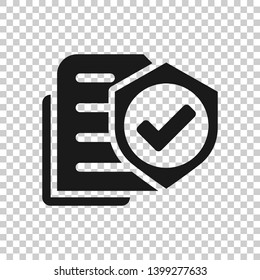 Insurance policy icon in transparent style. Report vector illustration on isolated background. Document business concept.
