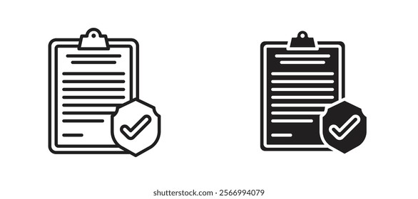 Insurance policy icons in outline and fill. vector illustration for ui.