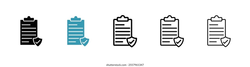 Insurance policy icons pack in black and blue.