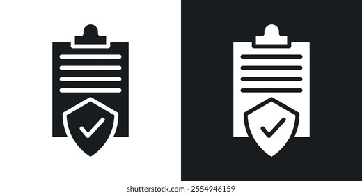 Insurance policy icons in solid black and white colors