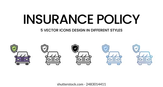 Iconos de póliza de seguro Conjunto de Vectores Ilustración de stock.