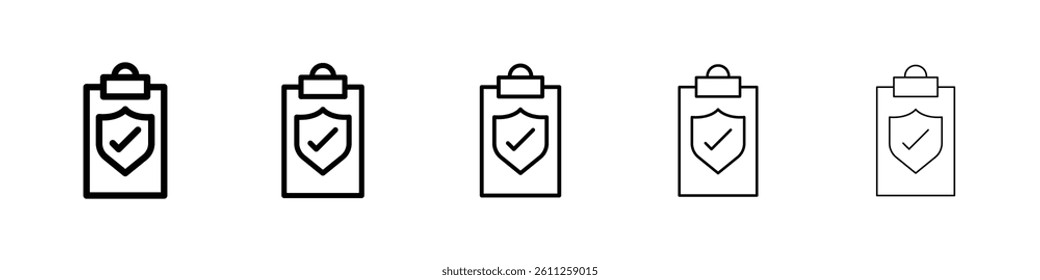 Insurance policy icons vector set in different stroke line style