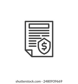 Insurance Policy line icon. linear style sign for mobile concept and web design. Insurance document with a shield outline vector icon. Symbol, logo illustration. Vector graphics