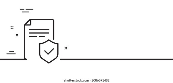 Insurance policy line icon. Risk coverage document sign. Policyholder symbol. Minimal line illustration background. Insurance policy line icon pattern banner. White web template concept. Vector