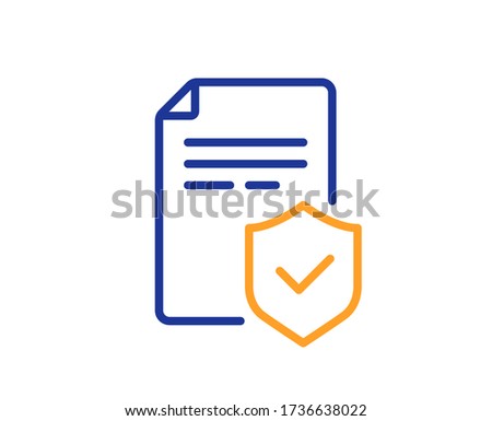 Insurance policy line icon. Risk coverage document sign. Policyholder symbol. Colorful thin line outline concept. Linear style insurance policy icon. Editable stroke. Vector
