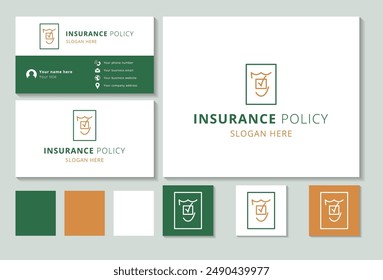 Insurance policy logo concept featuring a shield protecting a check mark