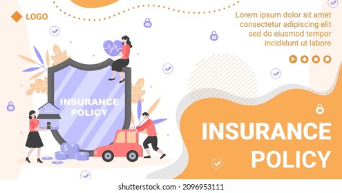 Insurance Policy Post Template Flat Design Illustration Editable of Square Background for Social media, Feed, Greeting Card and Web