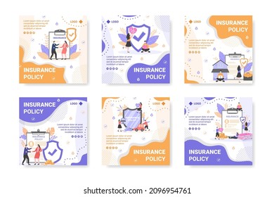 Insurance Policy Post Template Flat Design Illustration Editable of Square Background for Social media, Feed, Greeting Card and Web