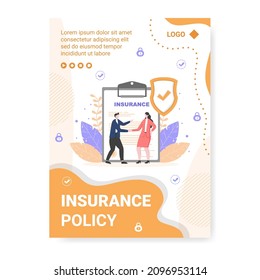 Insurance Policy Poster Template Flat Design Illustration Editable of Square Background for Social media, Feed, Greeting Card and Web