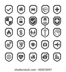 Insurance Policy Shield Icon Design. Vector Illustrations.