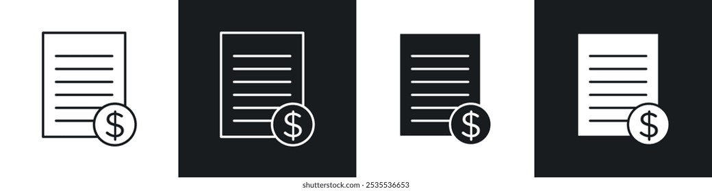 Insurance policy vector icon set in black and white. EPS 10 illustration