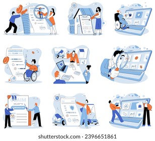 Insurance policy vector illustration. Safety is ink, and document is canvas painting picture well-being The contract is safety net, catching you in embrace financial security during crises