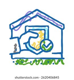 vetor do esboço do ícone do doodle da propriedade da propriedade do seguro. símbolo isolado ilustração