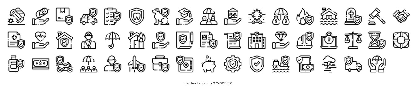 Insurance Protection Coverage Policy Icon Collection