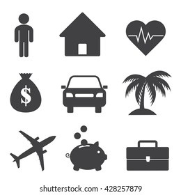 Insurance protection icons. Protection concept. Flat design. Vector illustration