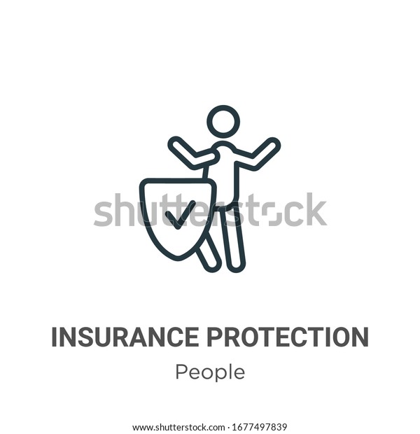Insurance protection outline vector icon. Thin\
line black insurance protection icon, flat vector simple element\
illustration from editable people concept isolated stroke on white\
background