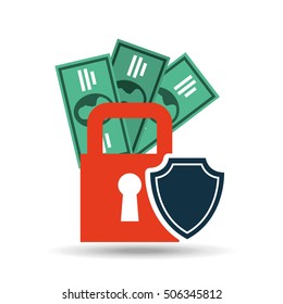 insurance protection security money bill dollar design vector illustration