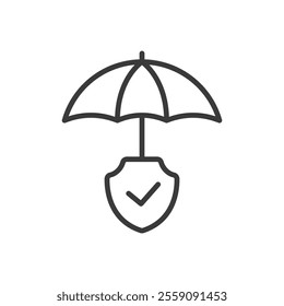 Insurance protection umbrella, icon in line design. Insurance, protection, umbrella, coverage on white background vector. Insurance protection umbrella, icon in line design editable stroke icon