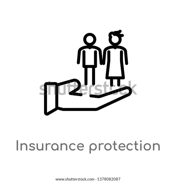 insurance protection vector line icon. Simple\
element illustration. insurance protection outline icon from people\
concept. Can be used for web and\
mobile