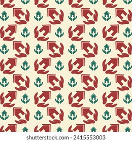 Insurance red green trendy vector design repeating pattern illustration background