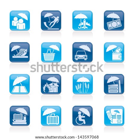 insurance, risk and business icons - vector icon set