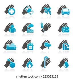Insurance and risk icons - vector icon set