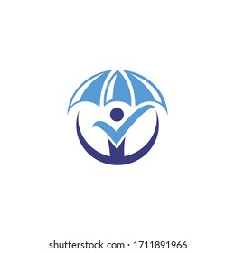 Insurance and Security Logo Design. Caring Logo Design Vector Stock Illustration.