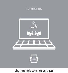 Insurance service - Car crash online document  - Vector flat icon