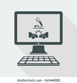 Insurance service - Car crash online document  - Vector flat icon