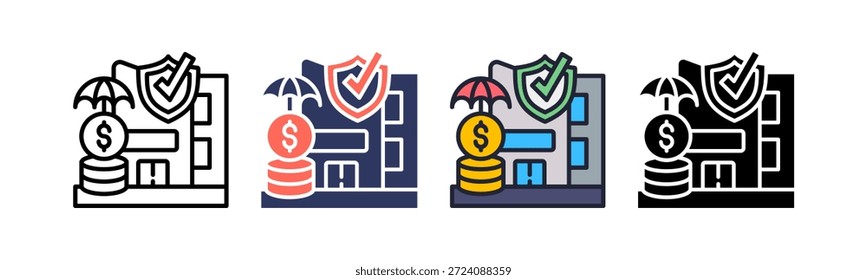 Icono de servicio de seguros Ilustración vectorial múltiple