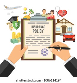 Insurance Policy Services Hands Give Insurance Stock Vector (Royalty ...