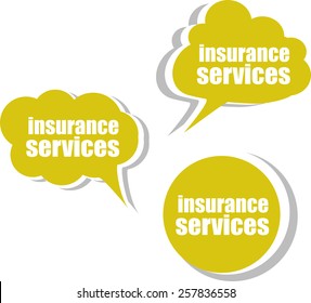 insurance services, Set of stickers, labels, tags. Template for infographics